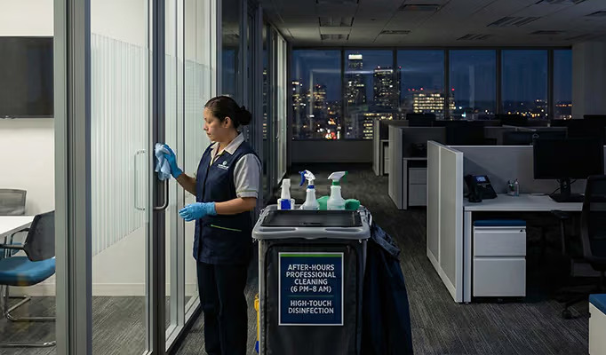 Professional nightly cleaning service in a Winnipeg corporate office